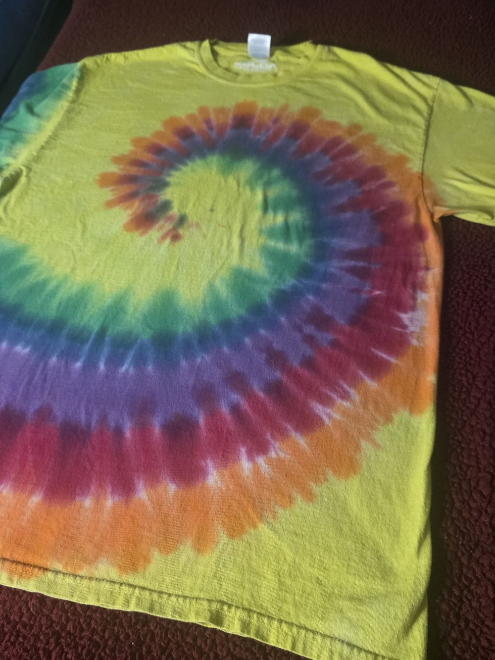 Koloa Surf Company Men's L Yellow Rainbow Spiral Tie-Dye Short Sleeve Blank